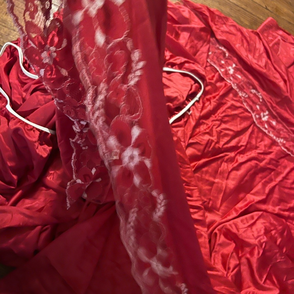 Ruby, red nylon vintage sheets.